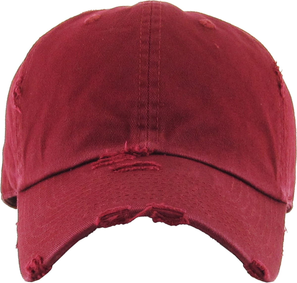 Maroon Distressed Vintage Baseball Cap Front View